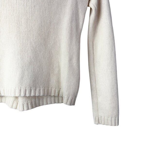 Garnet Hill 100% Cashmere Cable Detail Turtleneck Sweater Size Small Ivory White - Picture 12 of 13